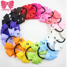 3″ Baby Girl Solid Ribbon Hairbow Handmade Pinwheel Bows With Elastic Band Windmill Hair Accessories 1PCS CNEB-15032501 15COLORS