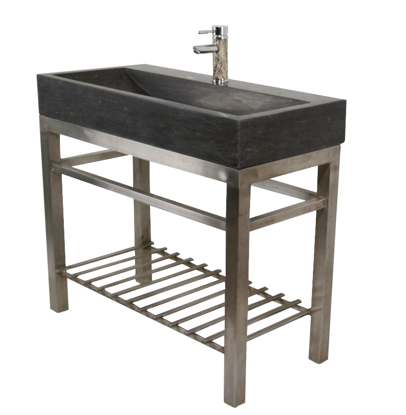 
Popular modern Natural stone console sink with metal stand 