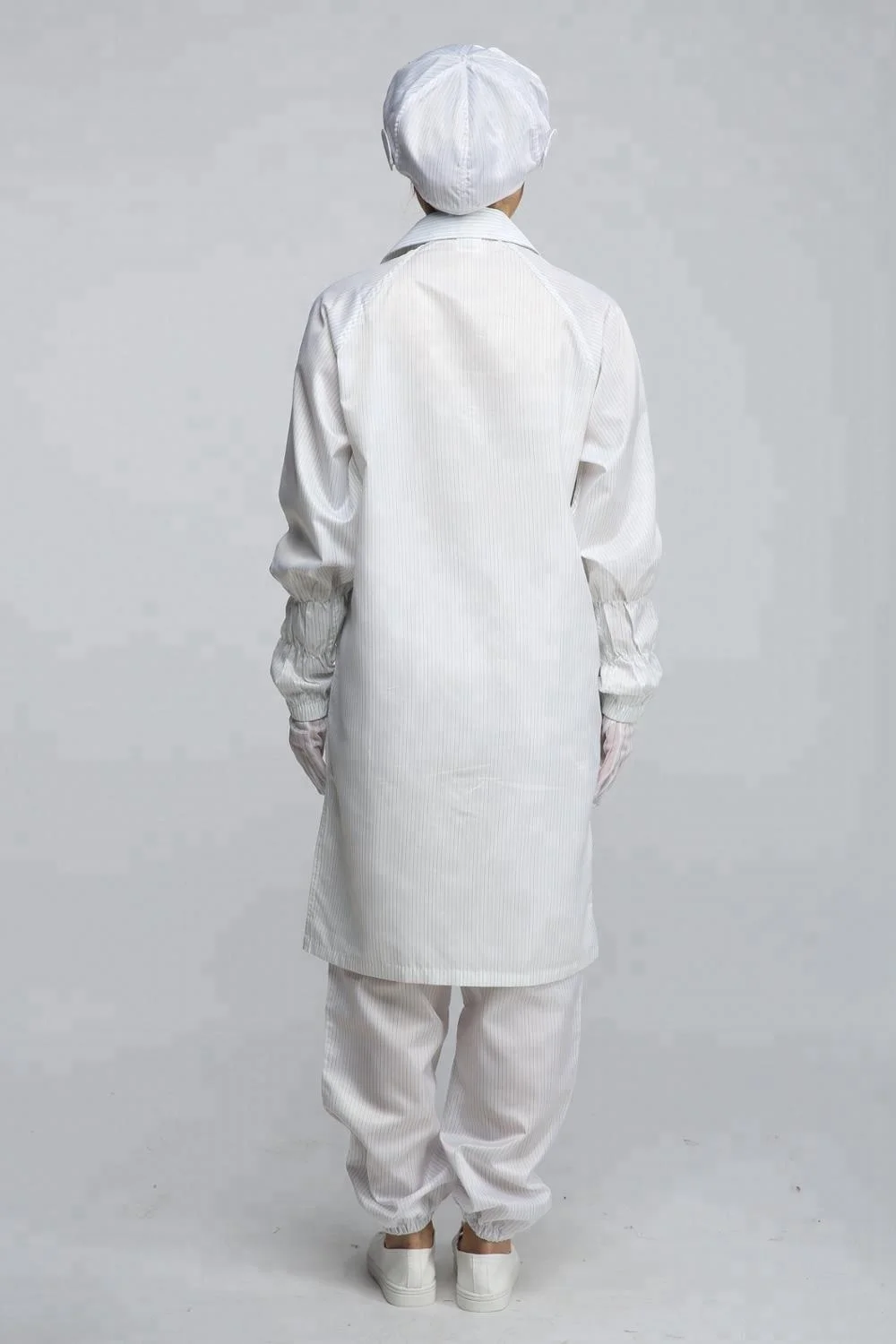 5mm 98%polyester +2%carbon Polyester esd smock Anti Static Lab coat anti static dust proof smock with knit
