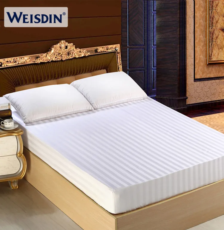 Wholesale Hotel Bed Sheet White King Size Bed Hotel Textile Fitted Bedsheet Elastic Fitted Sheets 100% Cotton