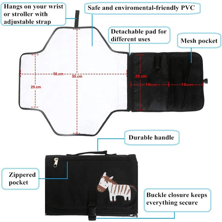 Outdoor Travel Kids Changing Station Foldable Waterproof Travel Portable Baby Diaper Changing Pad