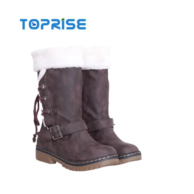Winter warm leather rubber sole snow women boot