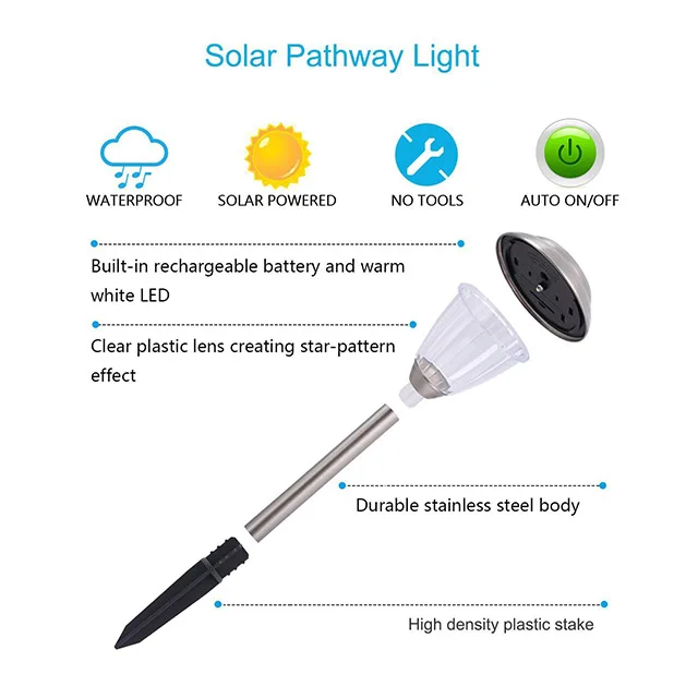 Солнечный садовый светильник для газона с полюсом из нержавеющей стали, Солнечный Шаровой светильник для сада