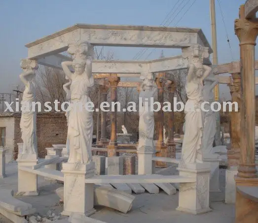 Customizable Simple White Marble Hexagonal Gazebo