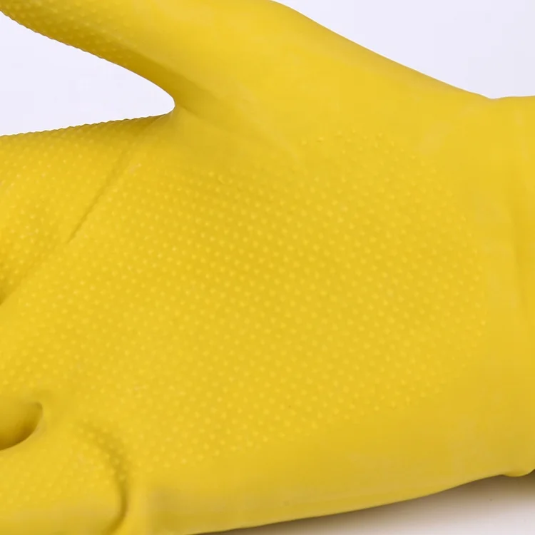 Yellow Household Cleaning Latex Gloves Silicone Dishwashing Gloves Kitchen Rubber Gloves