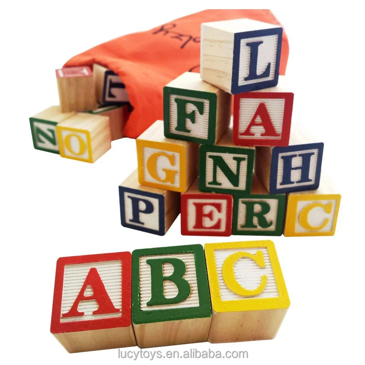 50 PCS Early Education ABC Alphabet Cube Kids Educational Toy Large Alphabet Wooden Building Blocks