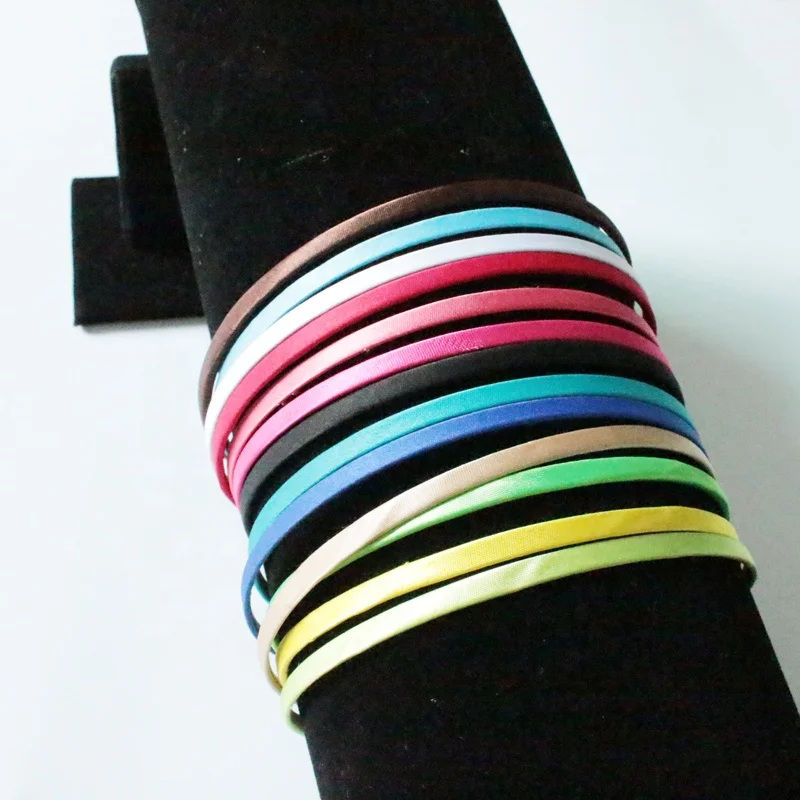 5mm Satin Ribbon covered plain metal hair headbands for DIY hair ornaments