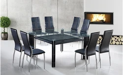 wholesale china 10mm 8 or 10 seater modern cheaper ali crystal glass top dining table set