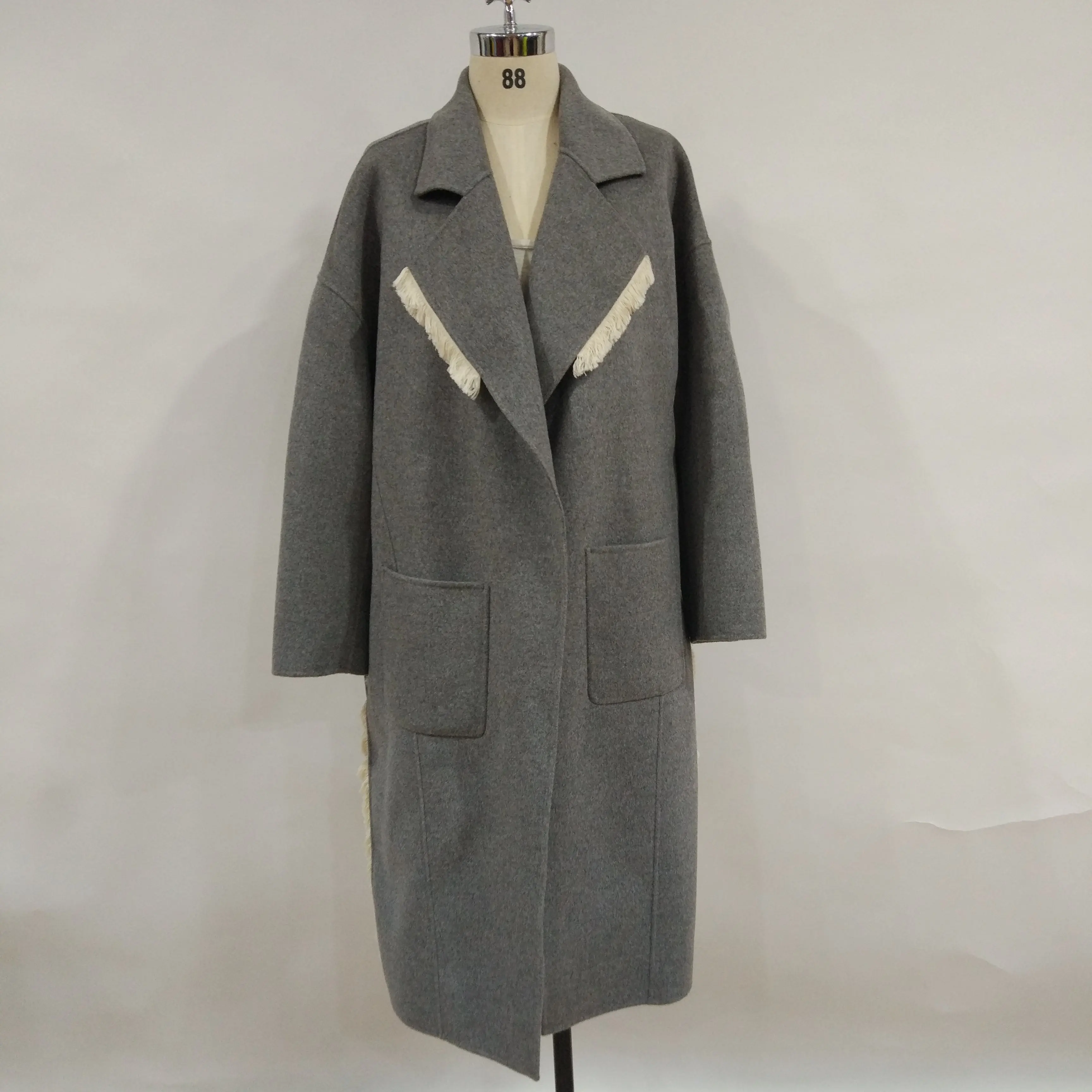 Fashion wholesale Cashmere Long Coats Woman Wear Wool Blend Coat Double-faced woolen overcoat