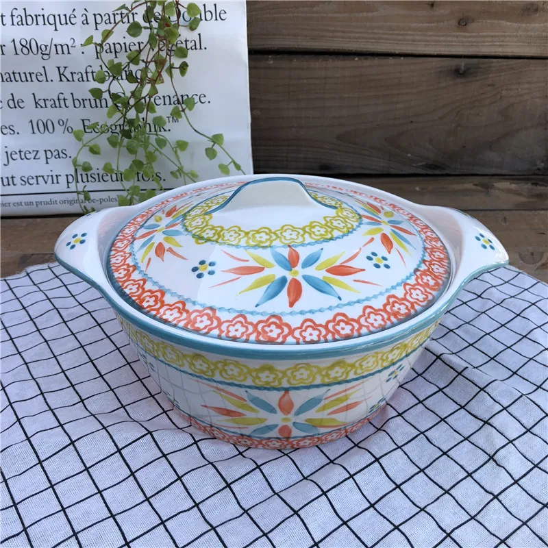 
wholesale beautiful pattern soup tureen with two handle 
