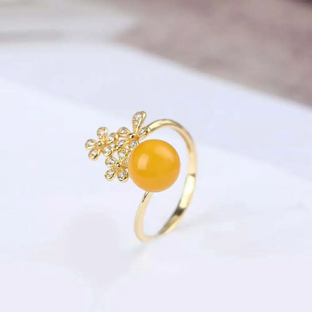 Gemstone Jewelry Manufacturer Wholesale New Design Trendy 925 Sterling Silver Natural Yellow Amber Jewelry Set Women