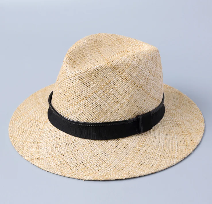 Hand weave natural raffia straw panama hats with wide brim high quality panama hat wholesale