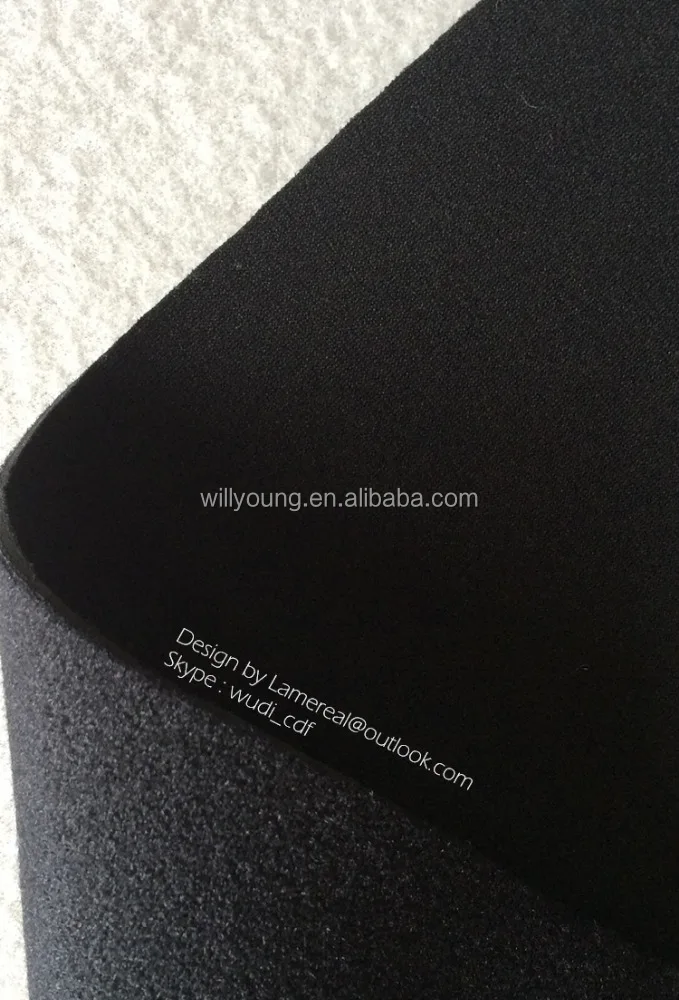velcrability neoprene fabric one side nylon fabric face stick fabric 3mm thick black factory price neoprene