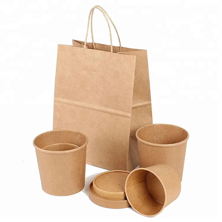 ECO Disposable Kraft Paper Soup Cup With Lid