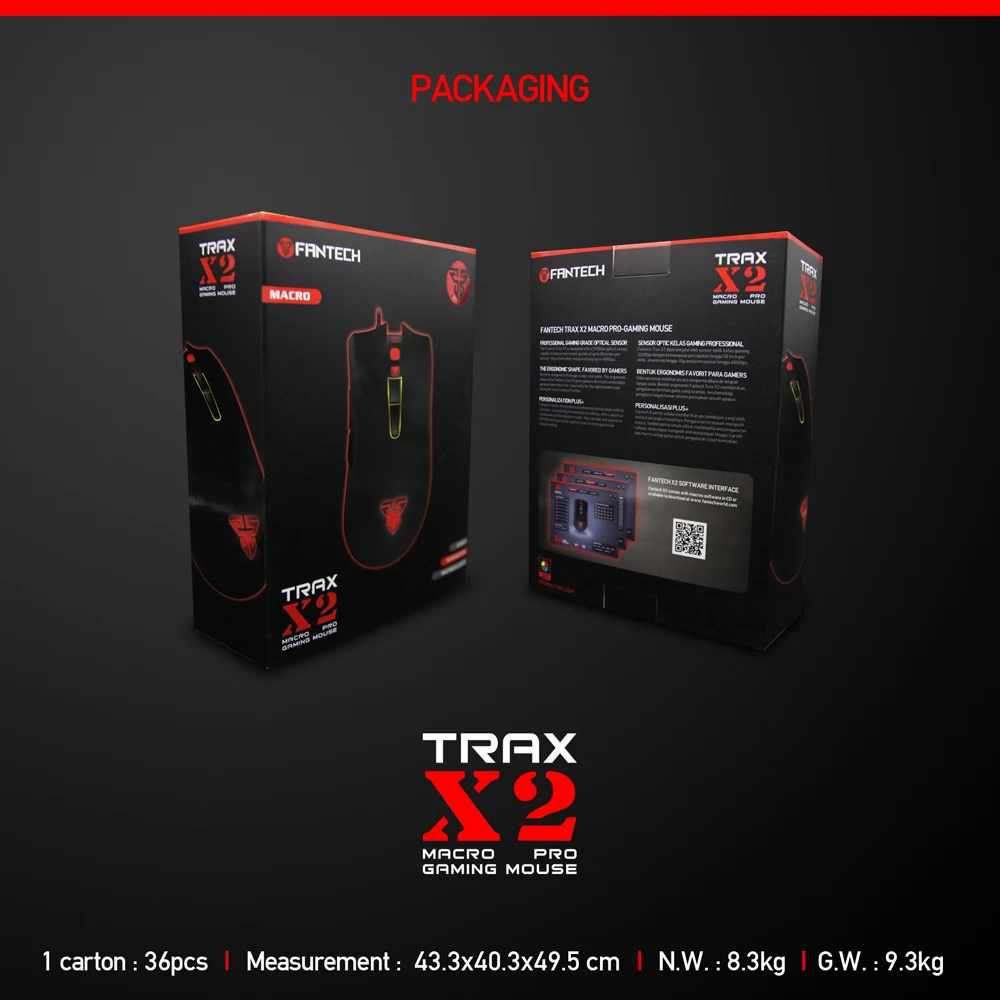 Fantech X2 Macro Gaming Mouse with 7 Programmable Button and Adjustable up to 3200DPI mouse gamer