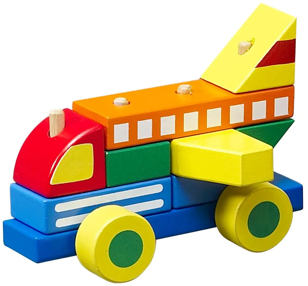 2021 wooden building block car toys can be change airplane for kids playing educational toys WBC15