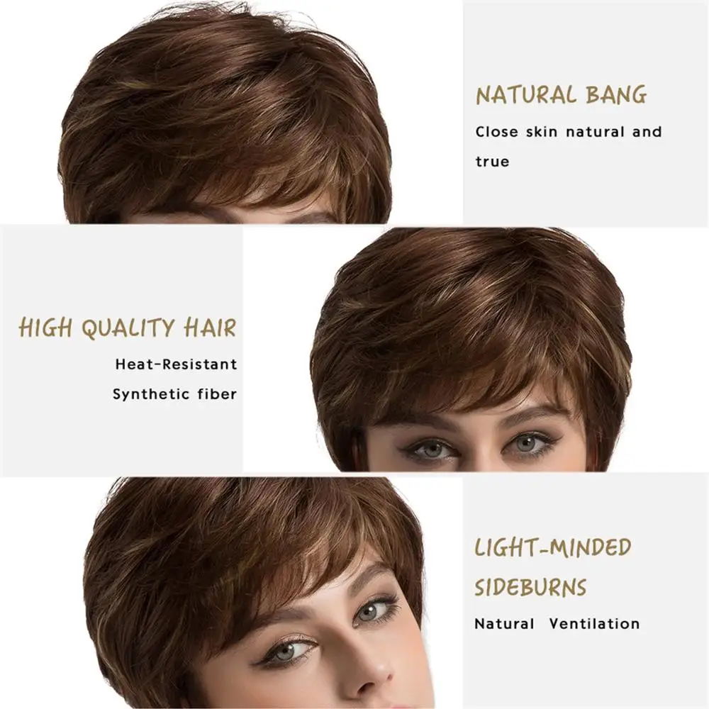 BVR Mixed Color Short Hair Short Ladies Synthetic Wig