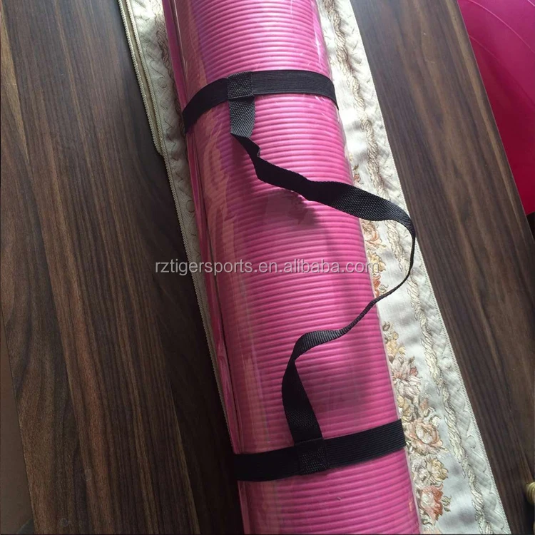 Tiger Sports NBR Yoga Mat with Strap or Net Bag Customized 13mm Extra Thick Nbr Yoga and Exercise Mat Nbr Vinyl Coated Slide Mat