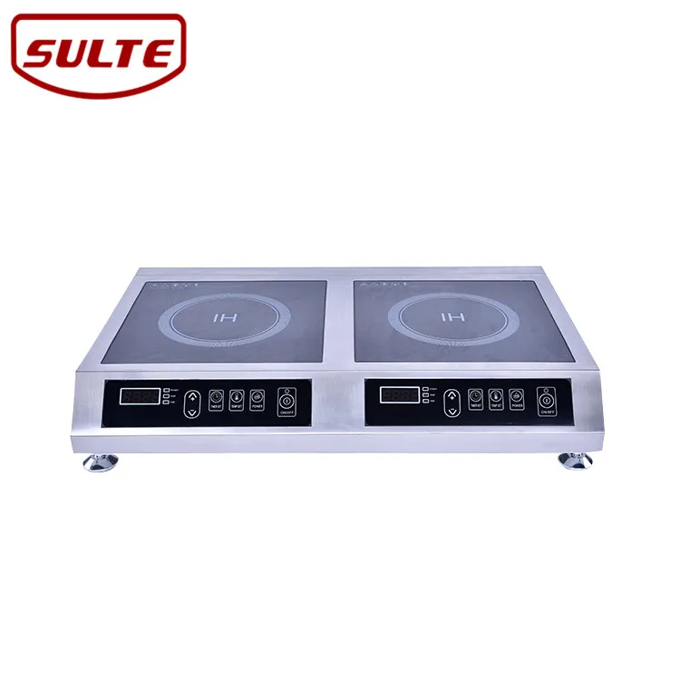 Commercial double burners stainless steel induction cooker ceramic plate, black induction cooker glass ceramic plate