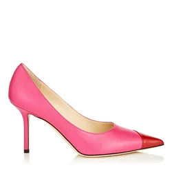 Manrino-0519 Leather Sole 10 CM High Heel Handmade Women Shoes Black and White Asymmetric Patent Nappa Leather Pointy Toe Pump