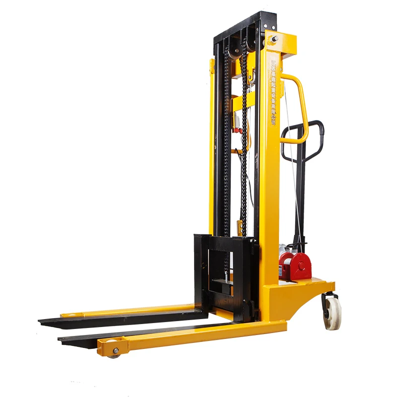High quality semi-electric steel wire can wireless remote control pallet stacker electric forklift