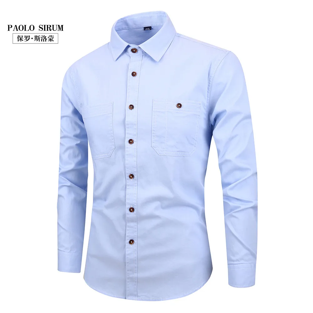 Wholesale casual long sleeve light color denim mens shirts