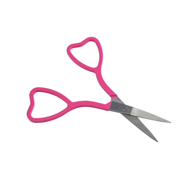 
Pink heart-shaped handle stainless steel scissor 