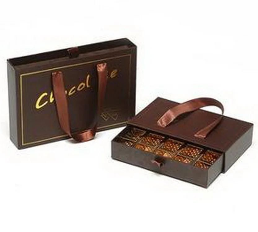 gold paper card homemade chocolate truffle box with ribbon