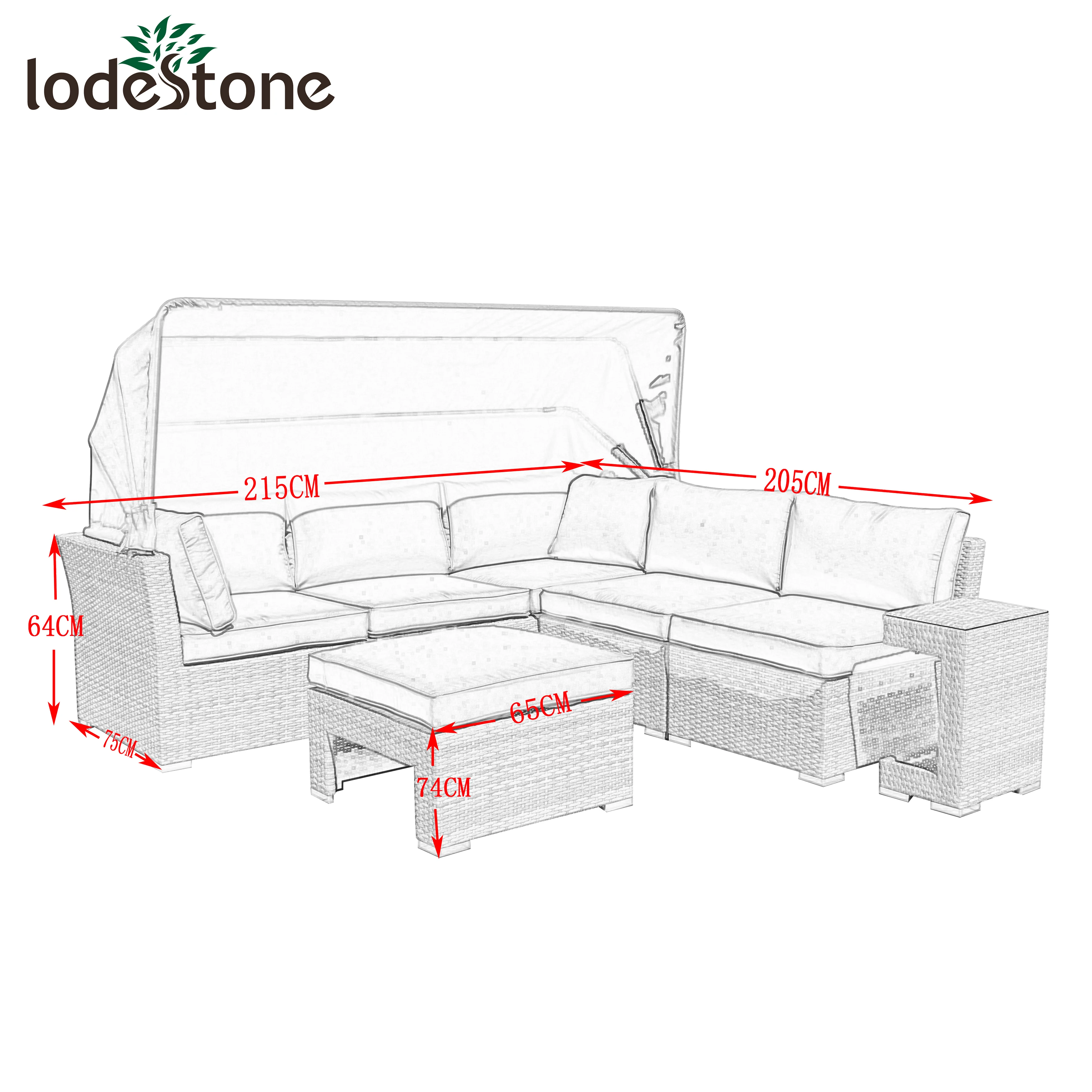 Hot selling garden furniture germany outdoor sectional wicker sofa set canopy