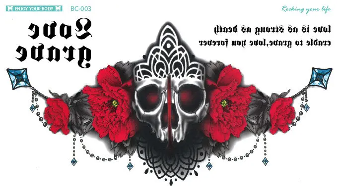 BC-002 chest breast garland flower temporary tattoo sticker long time lasting water proof water transfer tattoo sticker