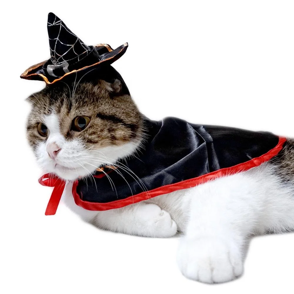 Pet Halloween Cloak Suit Dog Clothes with Hat Cosplay Costume Cat Puppy Holiday Wizard Set Apparel