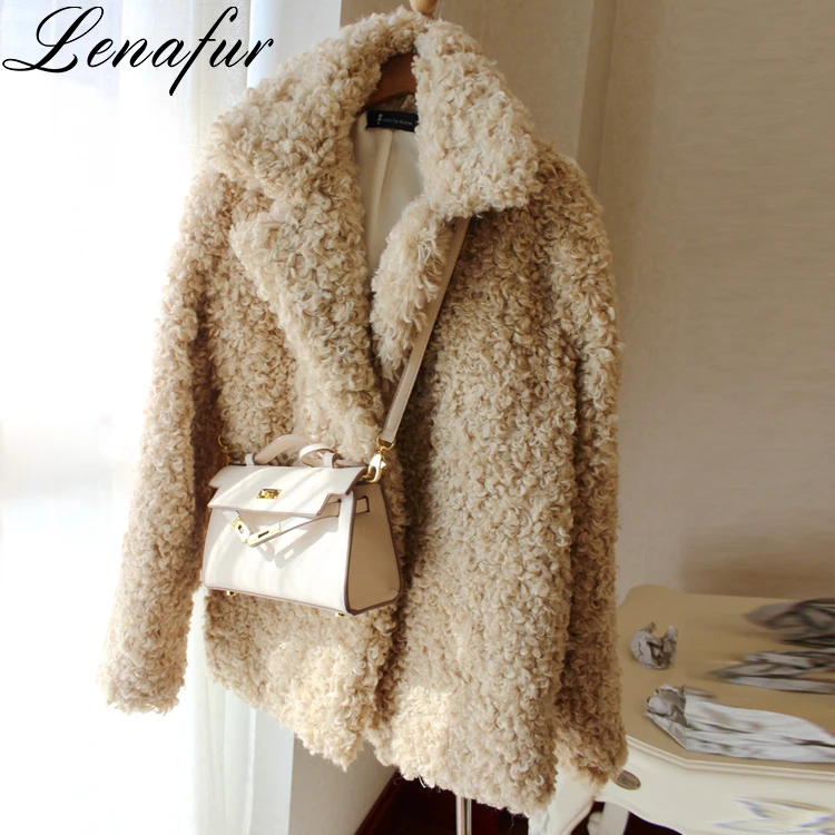 Fashion 4 Colors Curly Faux Sheep Wool Jacket,Grey Pink Beige Blue Lamb Wool Coat,Artificial Goat Wool Fur Jacket Coat