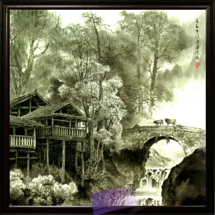Chinese Landscape Special Ceramic Art Decor Painting