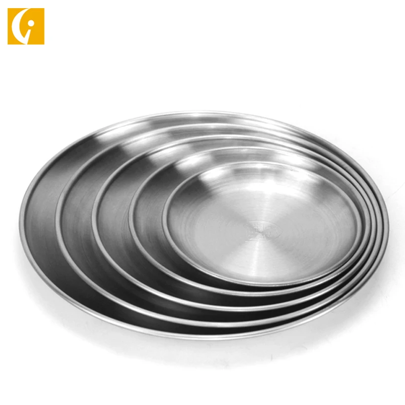 High quality 304 stainless steel barbecue dish Korean Buffet Plate disk tableware
