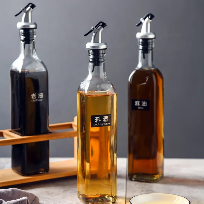 Kitchen olive glass bottles vinegar bottle 500ml oil container for cooking