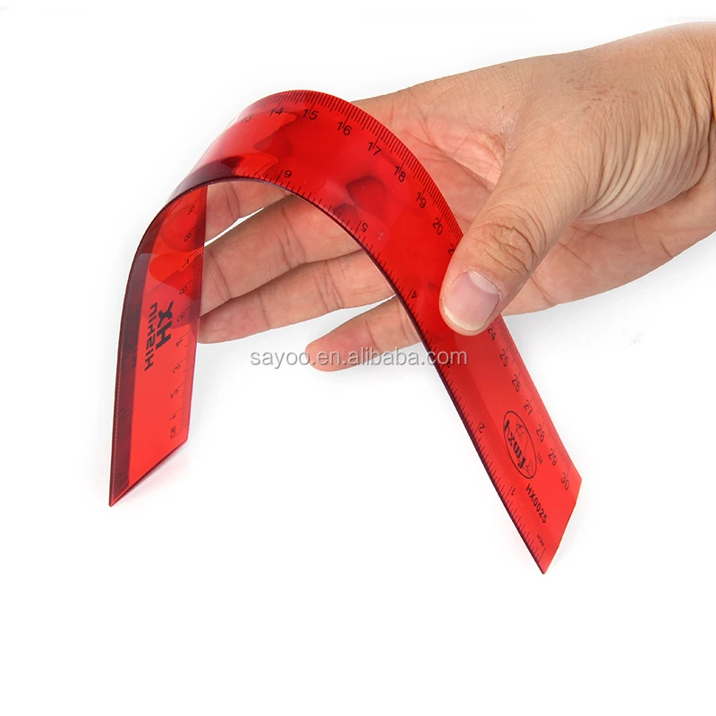 Hot sale 30CM clear PVC Flexible ruler soft plastic ruler