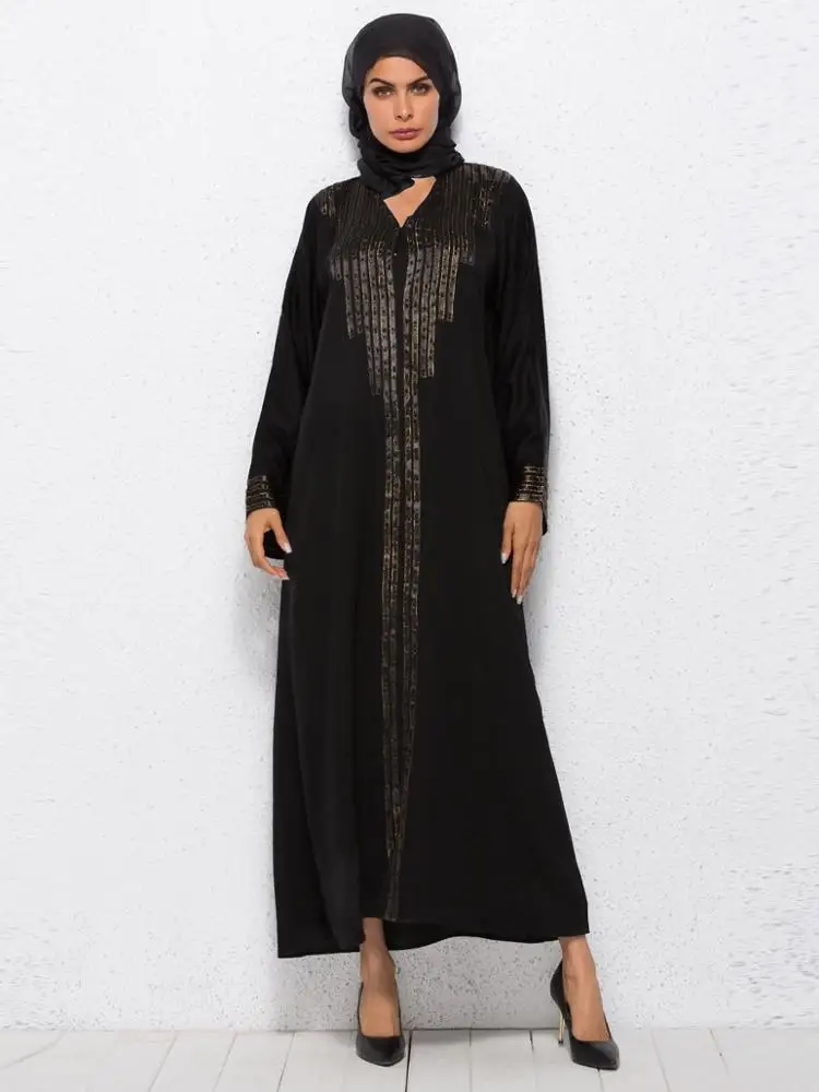 A3438 Jalabiya for ladies abaya models dubai Kaftan Black open muslim cardigan Kimono