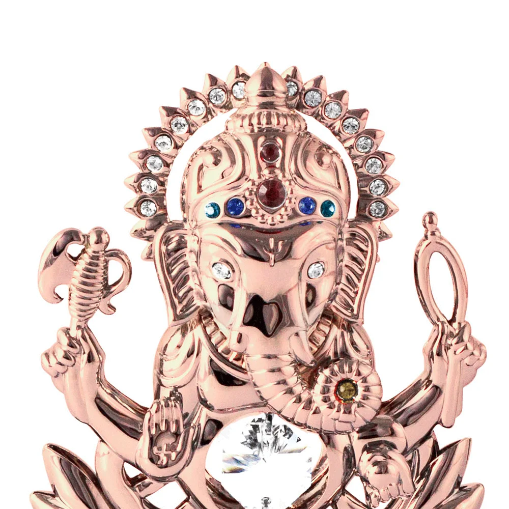 
Crystocraft Rose Gold Plated Metal Lord Ganesha Ganpati Idol Statue Decorated with Brilliant Cut Crystals Diwali Gift 