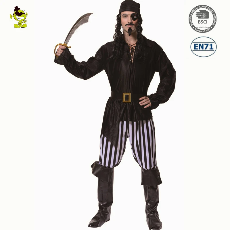 Halloween  Cool Pirate Adult Costume Cosplay Party Buccaneer  cruel Costume For Men