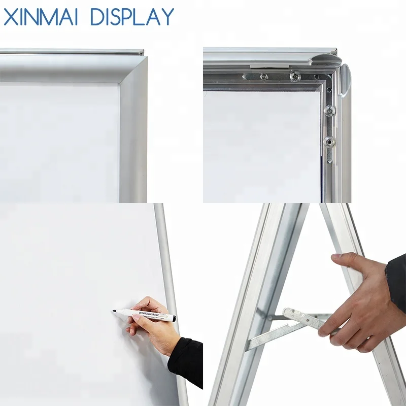 Double sides use  A frame with  White Writing Boards Poster display sign stand from factory