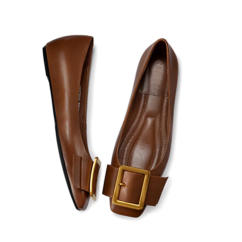 High quality genuine leather women shoes flat slip-on dress shoes for ladies