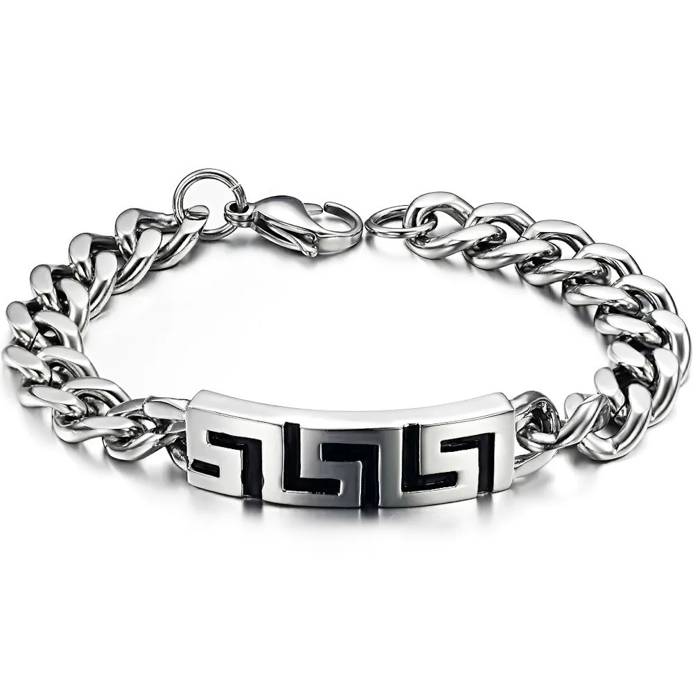 Hotlife Fashion 316L Stainless Steel Bracelet Greek Key Bracelet
