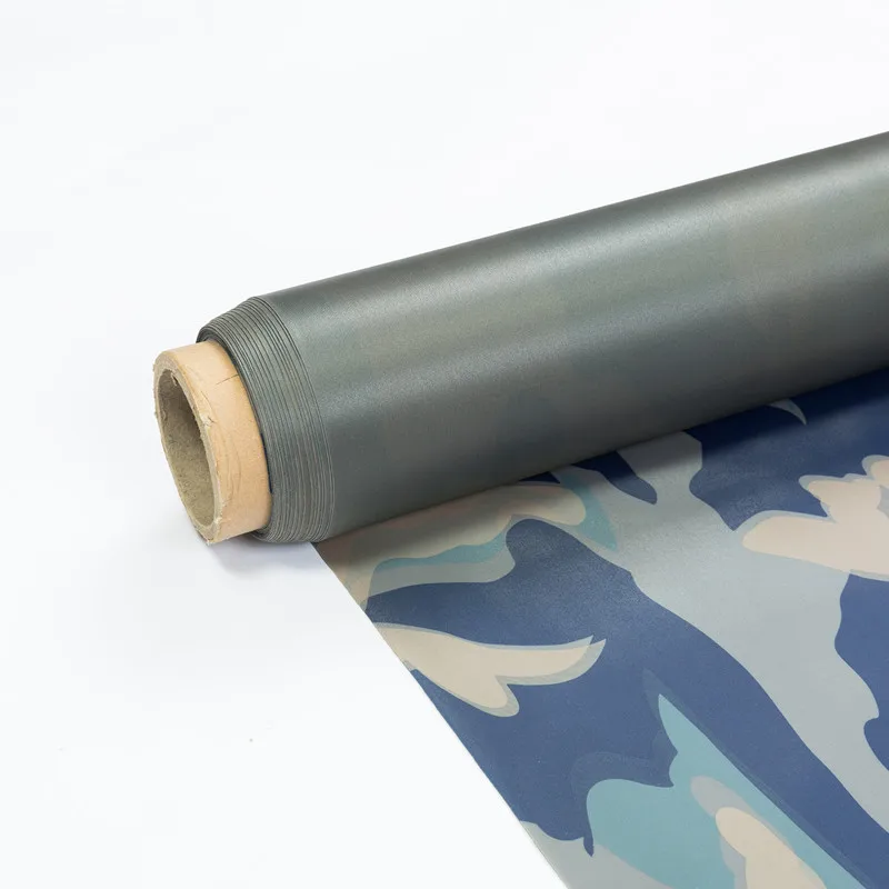 KM camouflage PVC Laminated fabric, PVC Stripe Tarpaulin in stock lot for Tent and cover