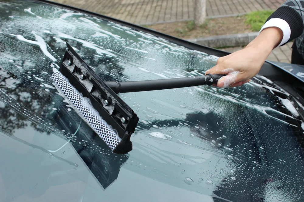 Multi-function Household Long Handle Windshield Glass Wiper Car Cleaning Window Squeegee Sponge Squeegee for Portable Car Wash