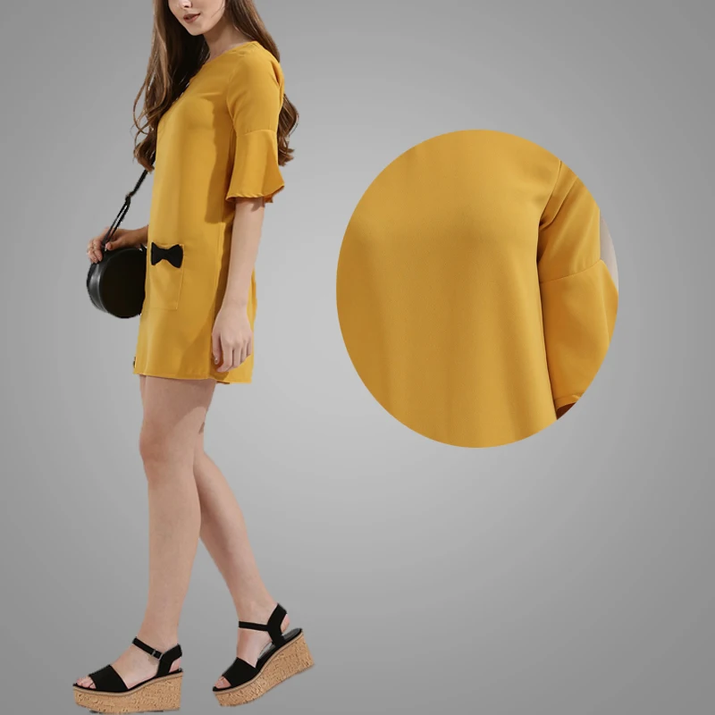 Summer Plain Yellow Orange Tube Dress Bowknot Pocket Dress Falbala Half Sleeve Chiffon Frocks Dresses