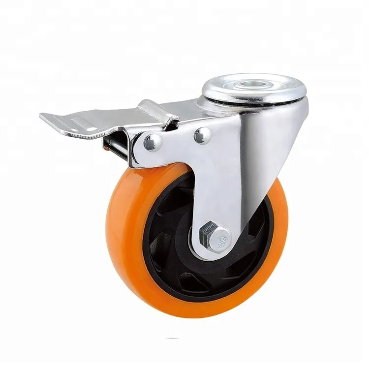 
Airport Trolley 3Inch Orange PU Caster Wheels 