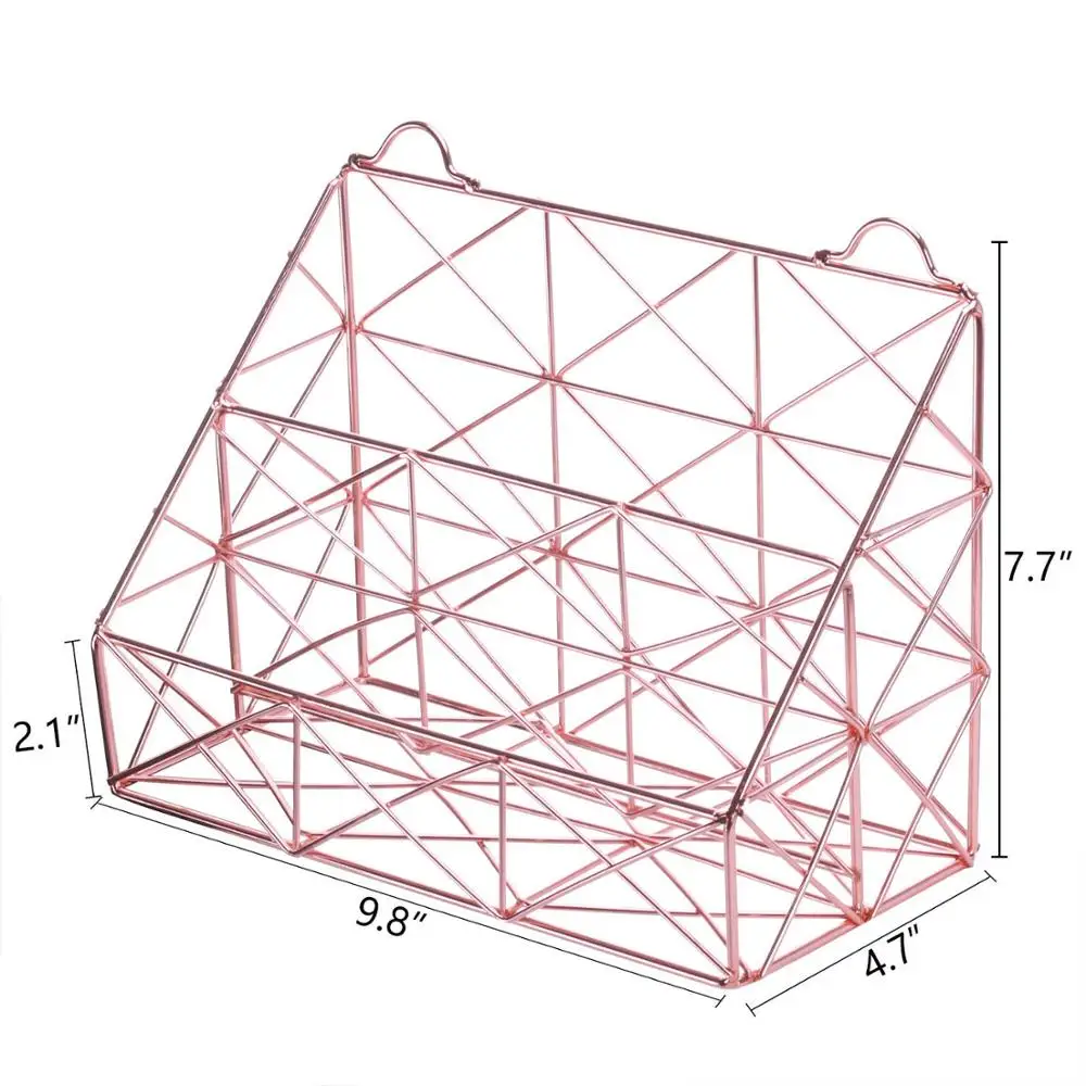 
Simmer Stone Rose Gold Mail Organizer, Plated Wire Metal Wall Mountable Multifunction Storage Rack, Organizer for Mails Books Fi 