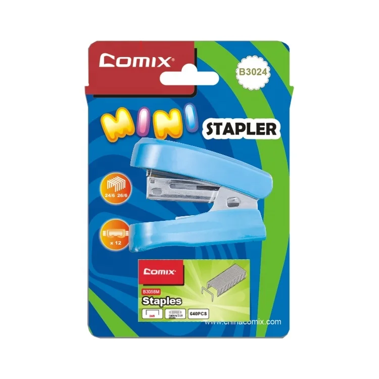 Высококачественный пластиковый степлер Comix со скобами, офисный степлер двойного назначения со съемником степлера