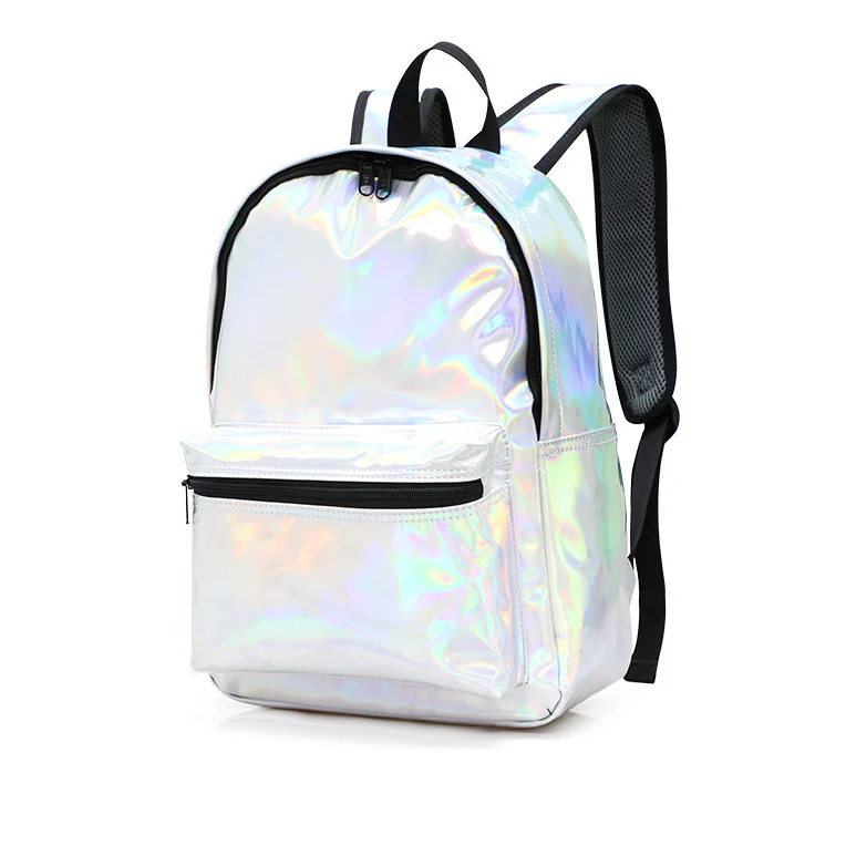 Fashion laser luminous holographic school bag teens magic backpack bag for girls