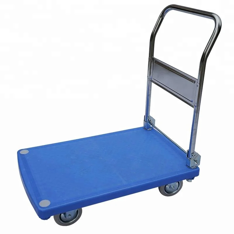 
4 wheeled 2 shelf heavy duty industrial Plastic platform truck Platform Trolley 